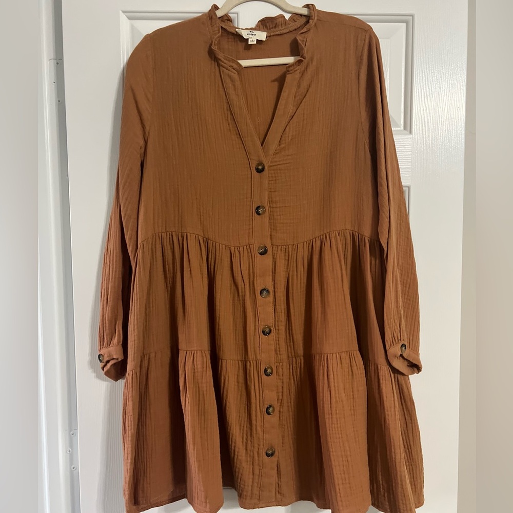 burnt orange long sleeve dress